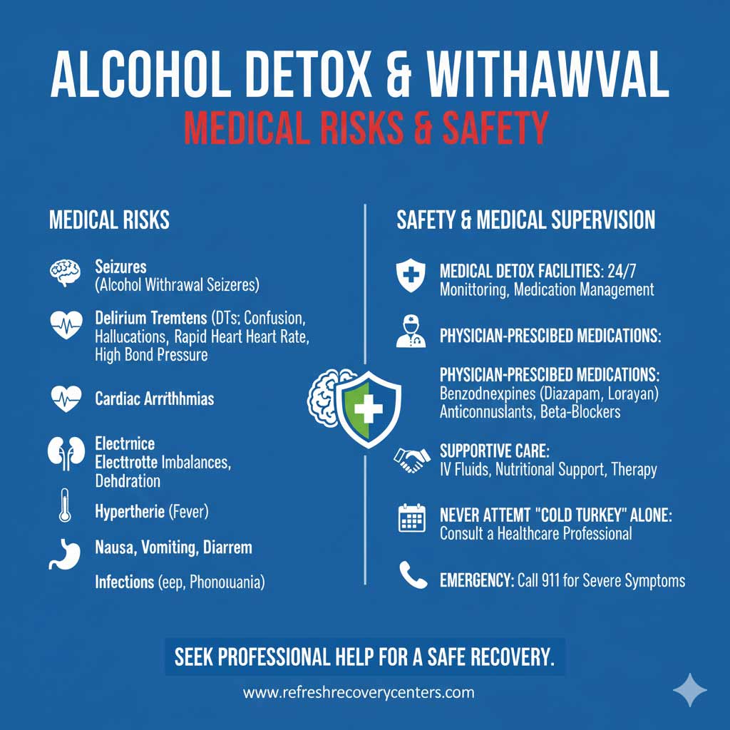 Alcohol Detox and Withdrawal: Medical Risks and Safety | PHP IOP for drug and alcohol luxury addiction treatment in MA | Refresh Recovery Center in Norwell, MA